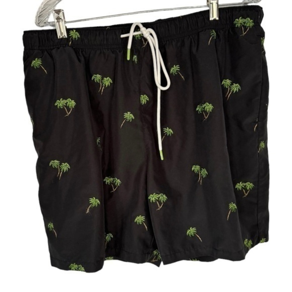 Tommy Bahama Men’s Black Palm Tree Embroidered Lined Board Shorts Size XL NWOT